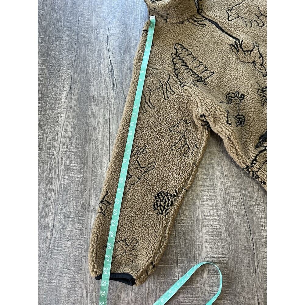 Woolrich 1/4 Zip Pullover Fleece Sherpa Pile Women’s M USA Cabin-core Animal AOP - Picture 8 of 8